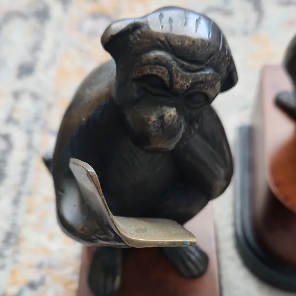 Bronze Monkey Bookends - Picture 5 of 9
